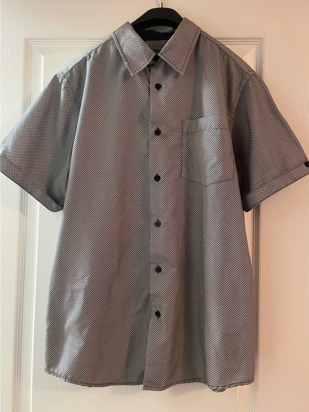 Hydrogen Men's Short-Sleeve Button-Down Shirt in Light Gray Pattern